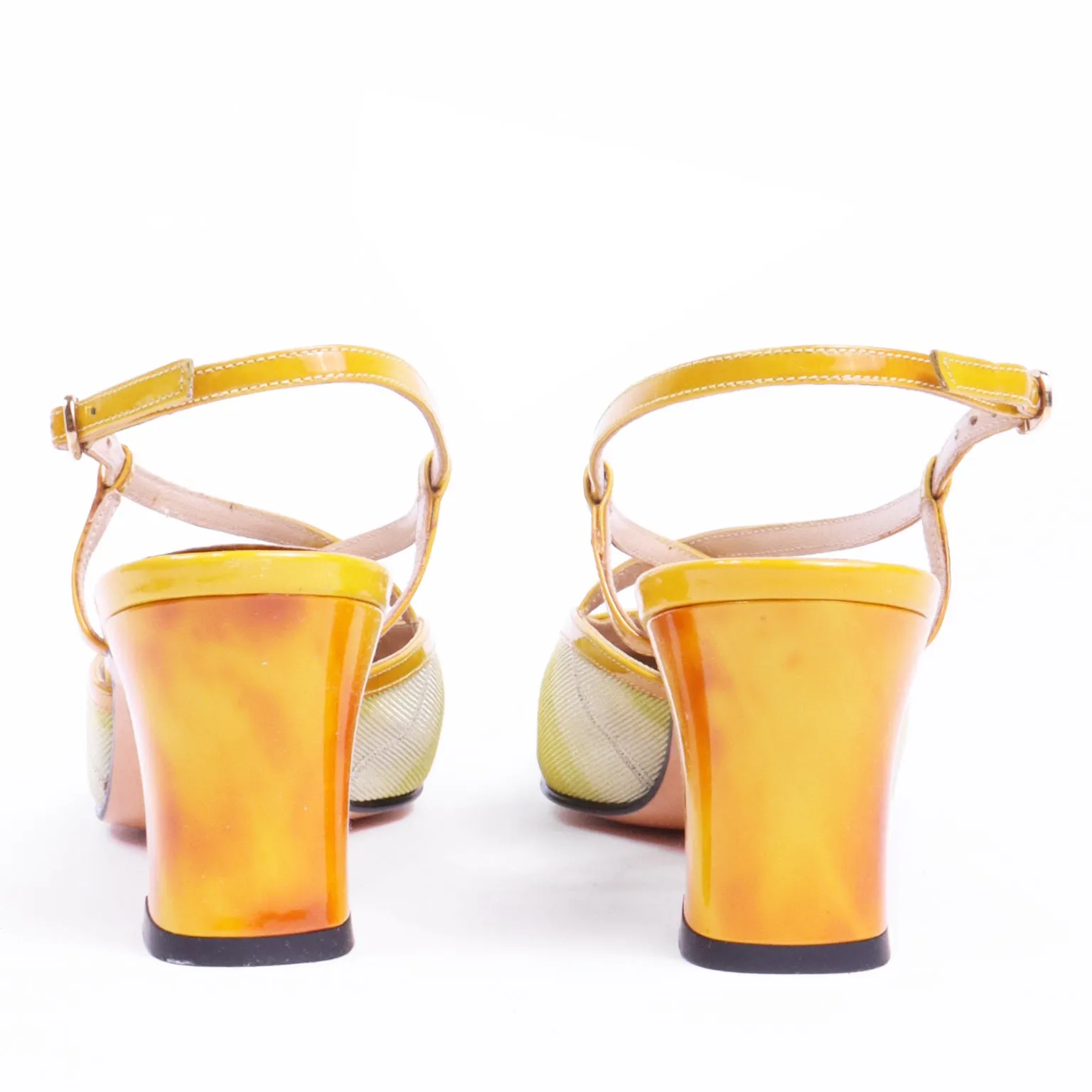 1990s Salvatore Ferragamo Vintage Ombre Green & Yellow Shoes