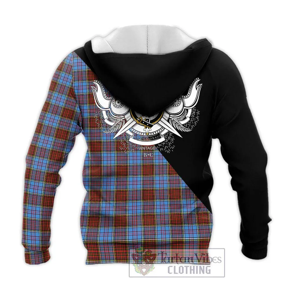 Anderson Modern Tartan Knitted Hoodie with Family Crest and Military Logo Style
