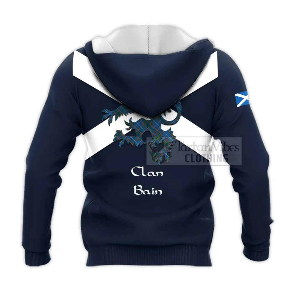 Bain Tartan Lion Rampant Knitted Hoodie Proudly Display Your Heritage with Alba Gu Brath and Clan Name