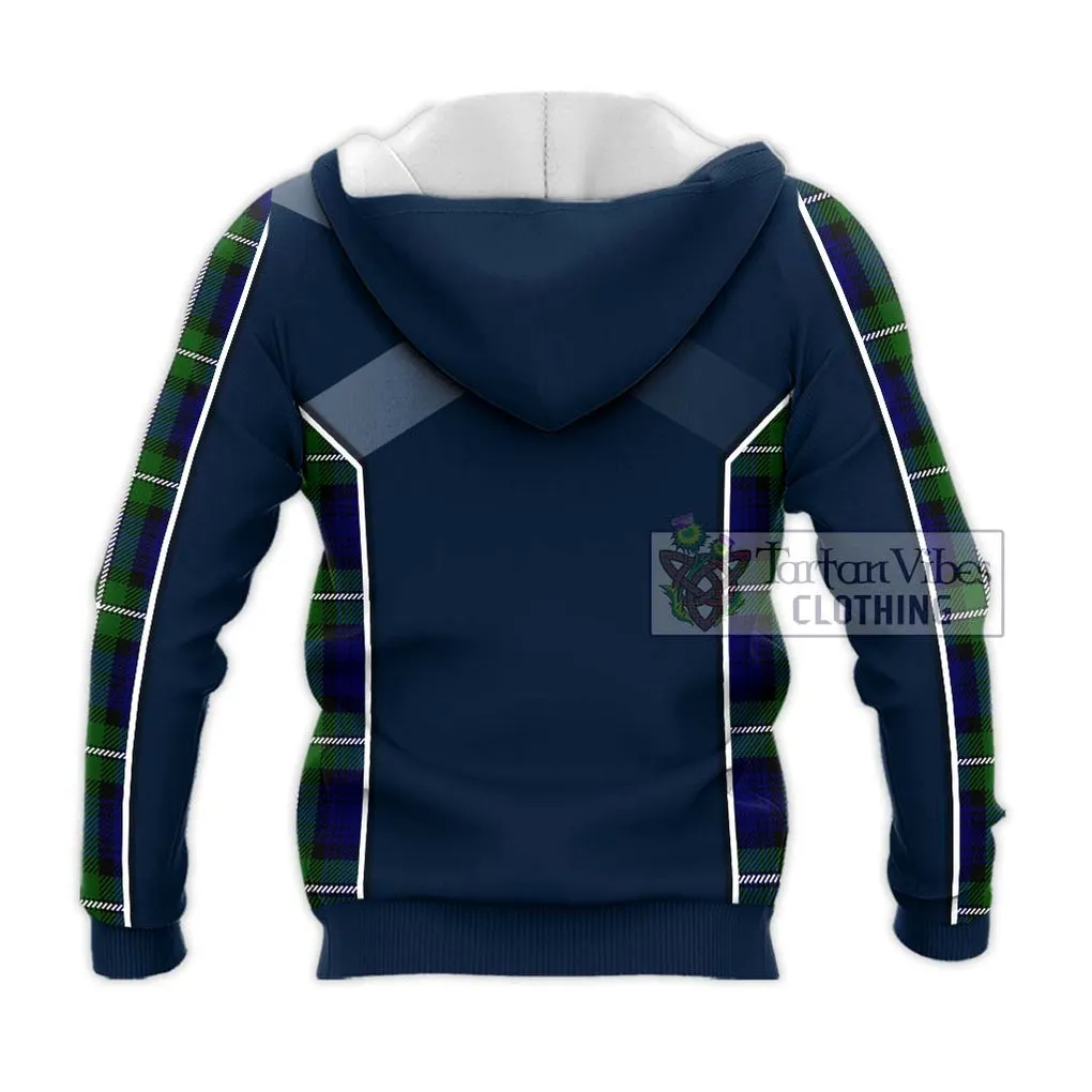 Bannerman Tartan Knitted Hoodie with Family Crest and Lion Rampant Vibes Sport Style