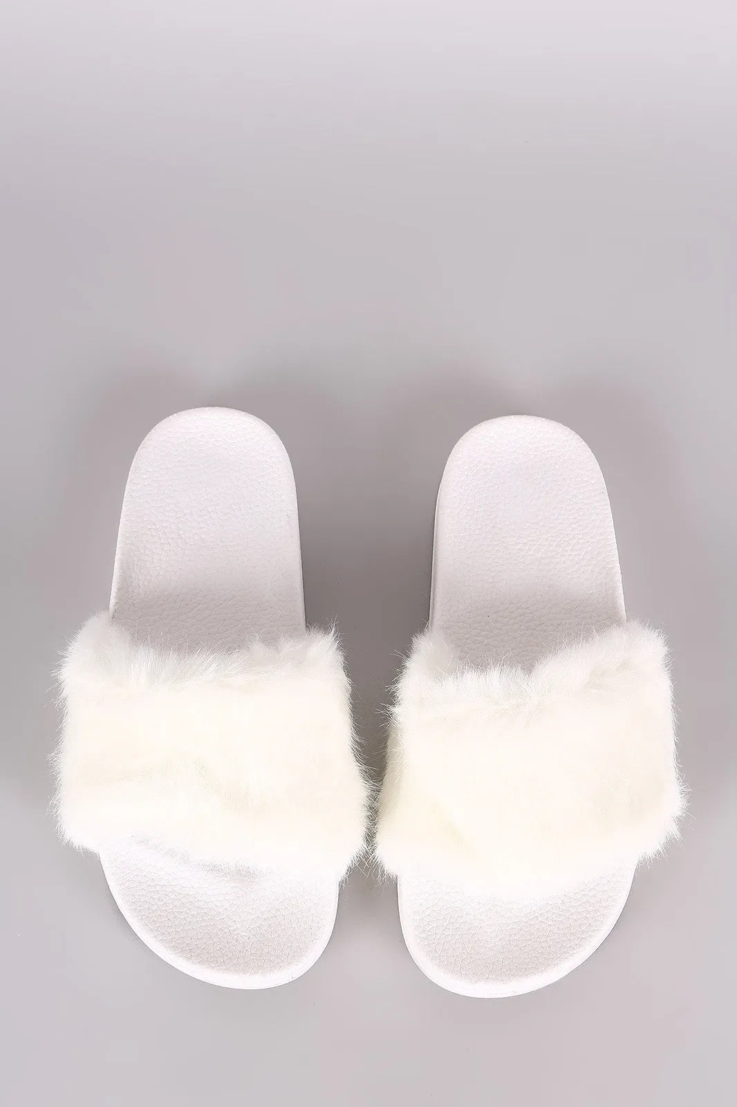 Fluffy Faux Fur Open Toe Slide Sandal