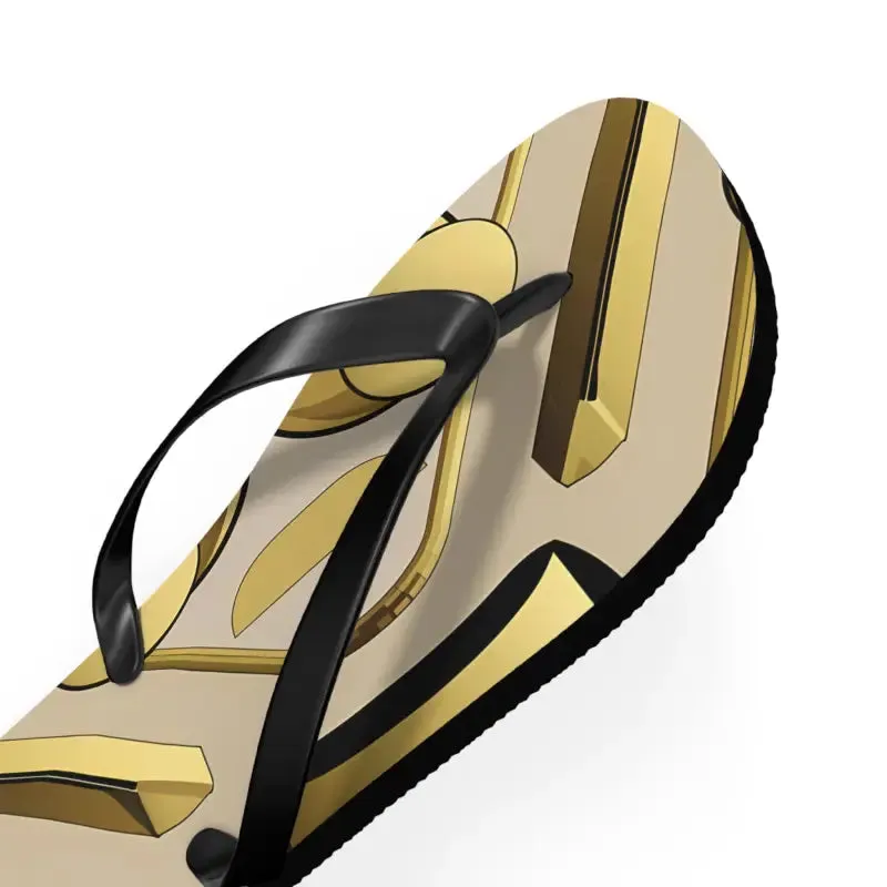 Gold Abstract Flip Flops for Summer Vibes