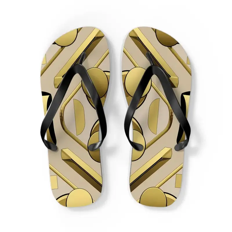 Gold Abstract Flip Flops for Summer Vibes