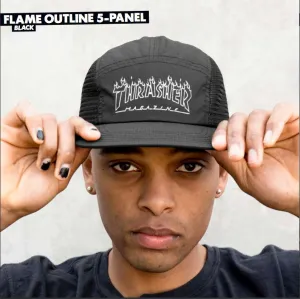 THRASHER MAGAZINE FLAME OUTLINE 5 PANEL BLACK
