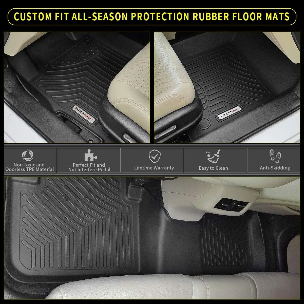 YITAMOTOR® Floor Mats for 14-20 Nissan Rogue Floor Liners, 1st & 2nd Row (No Rogue Sport or Select Models)